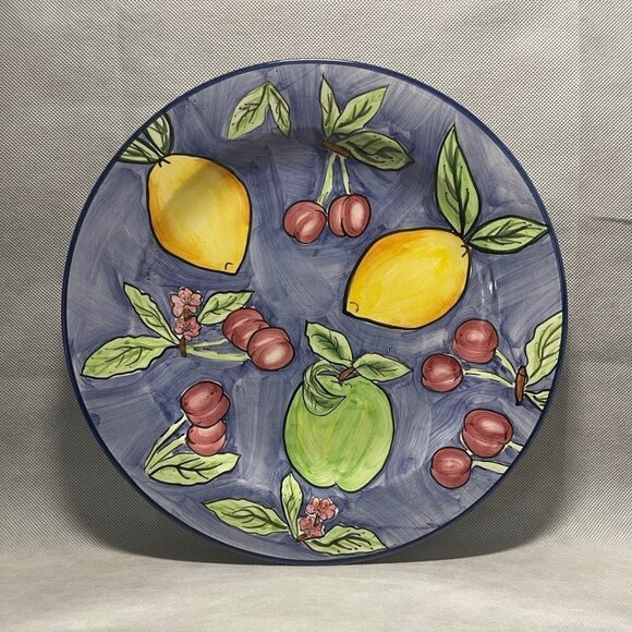 Dinner Plate INSPIRADO Lemon, Cherries & Apple Multicolored Ceramic Round Plate - Picture 4 of 4